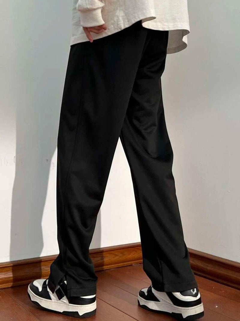 FLYNOFF Black Solid Loose Fit Men's Track Pant - Image 3